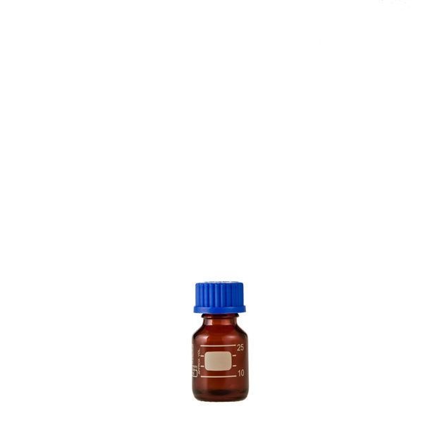 [柴田科学]ねじ口びん（メジュームびん） 茶褐色 青キャップ付 25mL[10個]