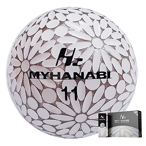 MYHANABI H2 日本製 ゴルフボール ソフト ディスタンス系 2ndモデル (ホワイトシルバー, 12個)