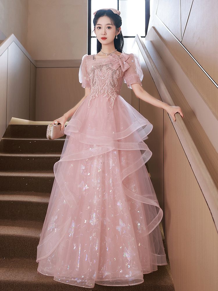 女性用イブニングドレス 2024 ハイエンド成人式学生卒業美術試験誕生日ドレス ウェディングドレス