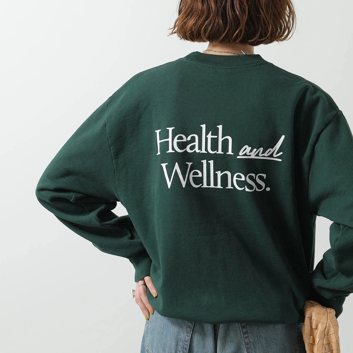 SPORTY＆RICH スポーティアンドリッチ トレーナー CRAW2311 レディース スウェット 長袖 裏起毛 コットン クルーネック ロゴ FOREST 【mega】