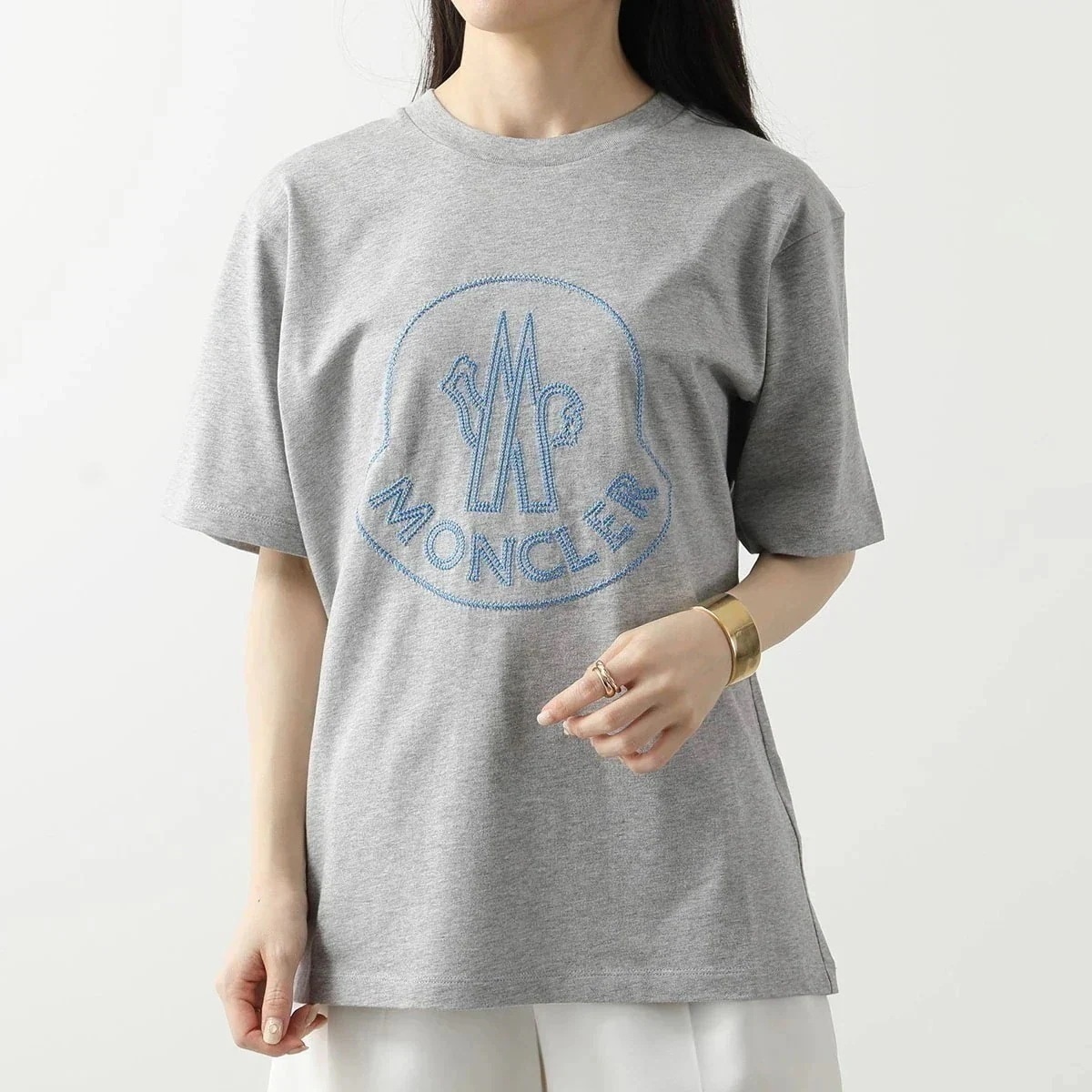 MONCLER モンクレール 半袖Tシャツ 8C00014 829HP レディース コットン カットソー トップス ロゴ 刺繍 半袖 丸首 カラー3色 【mega】