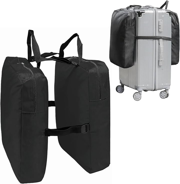 荷物拡張バッグ 取付け簡単 スーツケース装着可 キャリーケース対応 トラベルバッグ セットアップ ダブルタイプ 旅行 出張 大容量(ブラック)