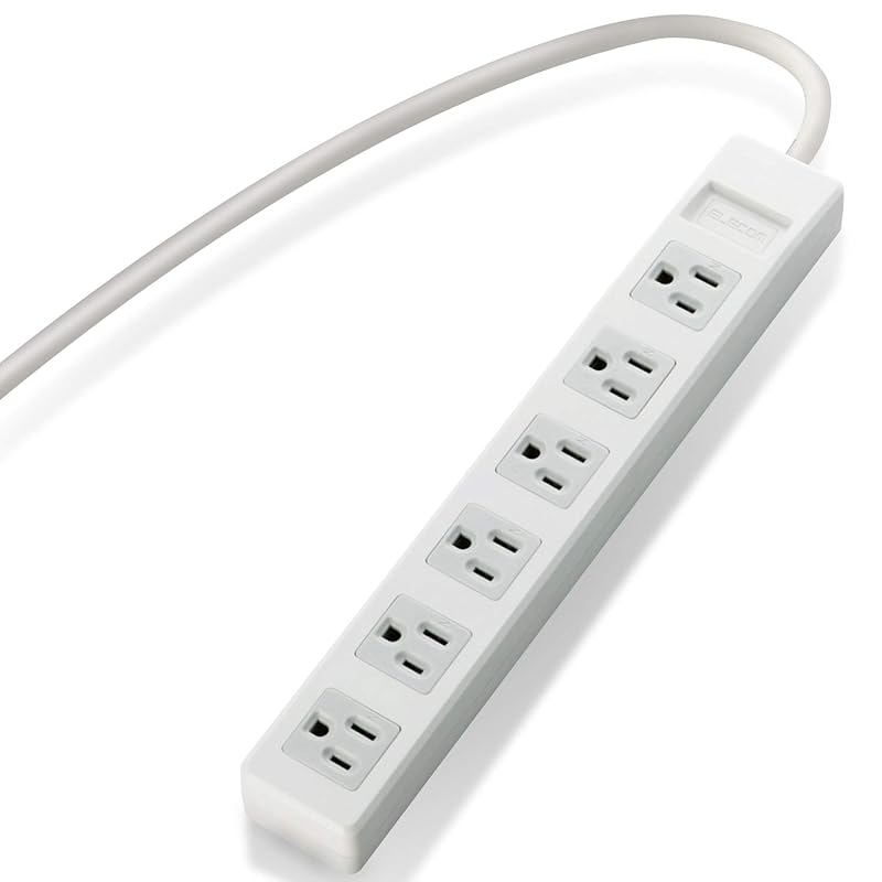 即納：エレコム 電源タップ 3ピン 6個口 スイングプラグ マグネット付き 5m グレー T-T02-3650WH/RS