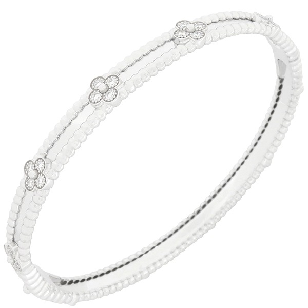 ヴァンクリーフアーペル Van Cleef & Arpels バングル ぺルレ スウィートクローバー ミディアム K18WG ダイヤモンド ホワイトゴールド M 750WG 40石 VCARP6XA0