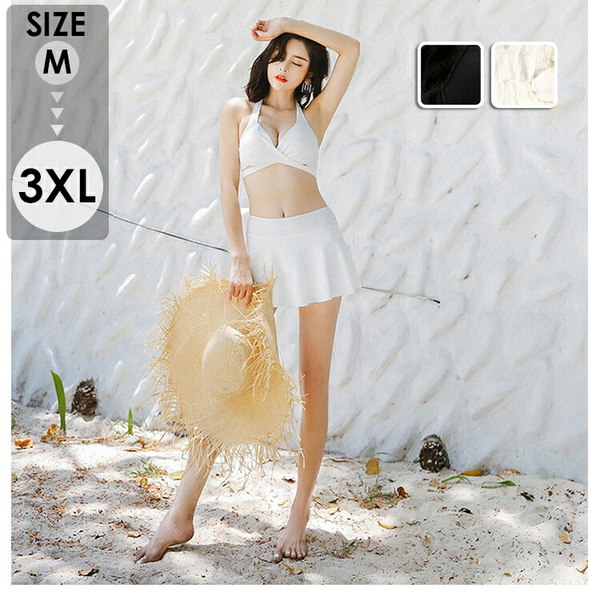 水着 セット水着 レディース 体型カバー水着 ママ水着 20代 30代 40代 オトナ女子 可愛い 大きいサイズ おしゃれ かわいい 大人 女性用 黒 白 M L XL 2XL 3XL