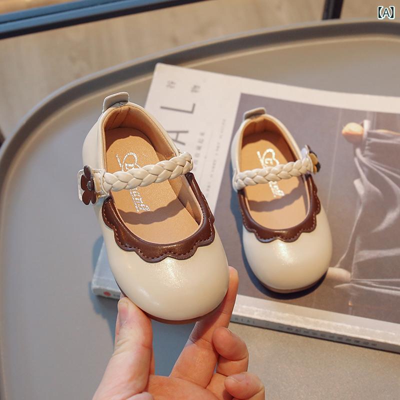 ベビー キッズ ジュニア シューズ 靴 レザー ラウンドトゥ 赤ちゃん 滑りにくい 韓国 女の子 プリンセス 幼児 子供 かわいい 春