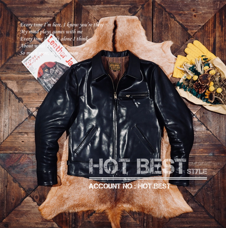 1.5mm ホースハイド 30sスタイル シングルライダース メンズ 革ジャン レザージャケット オイルレザー トスカーナ植物鞣し革 馬革