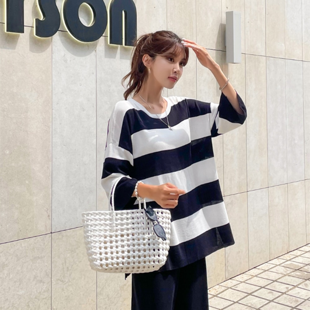 [NARK 21] 配色ストライプニット上下セット NK32-O-89