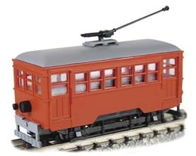 津川洋行 (N)14109 2軸単車　1本トロリーポール仕様 (車体色:朱・動力付) ツガワ14109 2ジクタンシャ 1ポントロリーポール シュウ