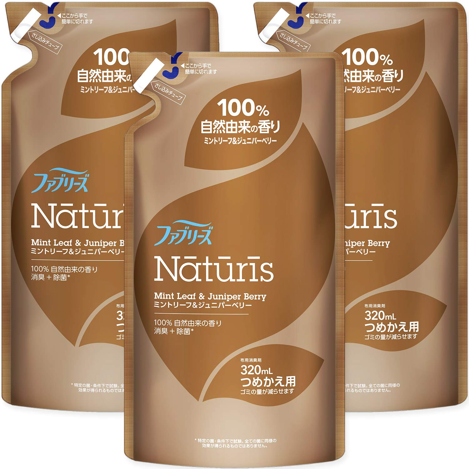 【まとめ買い】ファブリーズ ナチュリス 除菌消臭スプレー 布用 ミントリーフ&ジュニパーベリー 詰め替え 320mL×3個