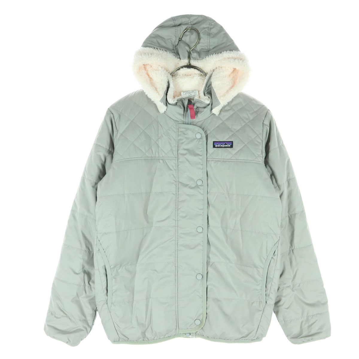 リバーシブル 長袖 フリース 中綿ジャケット L12 グレー系 STY68180 ピンク キッズ 古着
