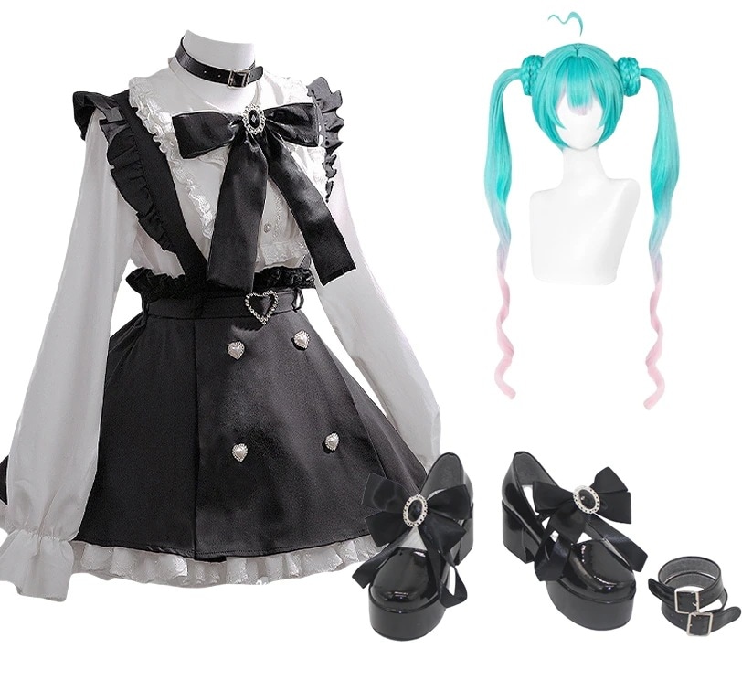 コスプレ衣初音ミク地雷Mikuウィッグ靴付きイベントパーティー変演出服クリスマスパーティー