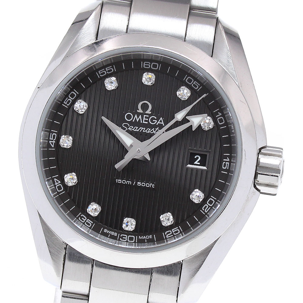 オメガ OMEGA 231.10.30.60.56.001 シーマスター アクアテラ デイト 11Pダイヤ クォーツ レディース 保証書付き_848522【中古】