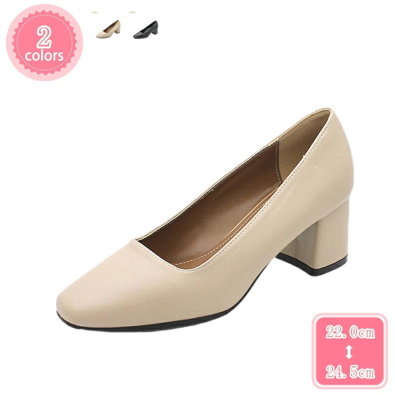 500円OFFクーポン レディースパンプス スクエアトゥ ローヒール 太ヒール 歩きやすい ファッション 大きいサイズ 小さいサイズ 疲れにくい おしゃれ カジュアル シンプル 5cmヒール 通学 フ