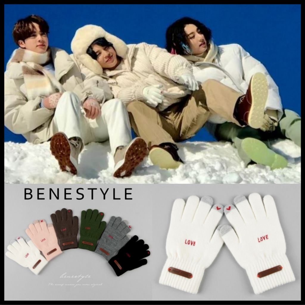 [BTS ジミン着用] 【BENE STYLE】BENESTYLE ベネ ラブ スマホ タッチ グローブ BENE LOVE スマホ 手袋 スマホ タッチ 手袋 ニットグローブ ニット手袋