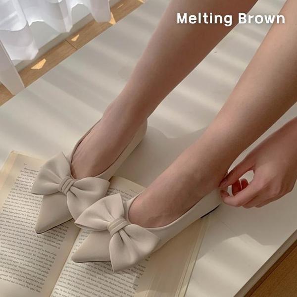 カジュアルポイントビッグリボンフラットシューズ2色
