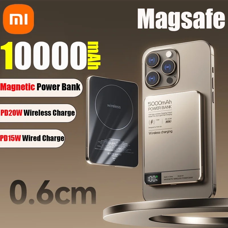 Xiaomi-超薄型ワイヤレスパワーバンク,10000mAh,大容量,外部バッテリー,Magsafe,急速充電,iPhone 15,14,13,12 - AliExpress 509