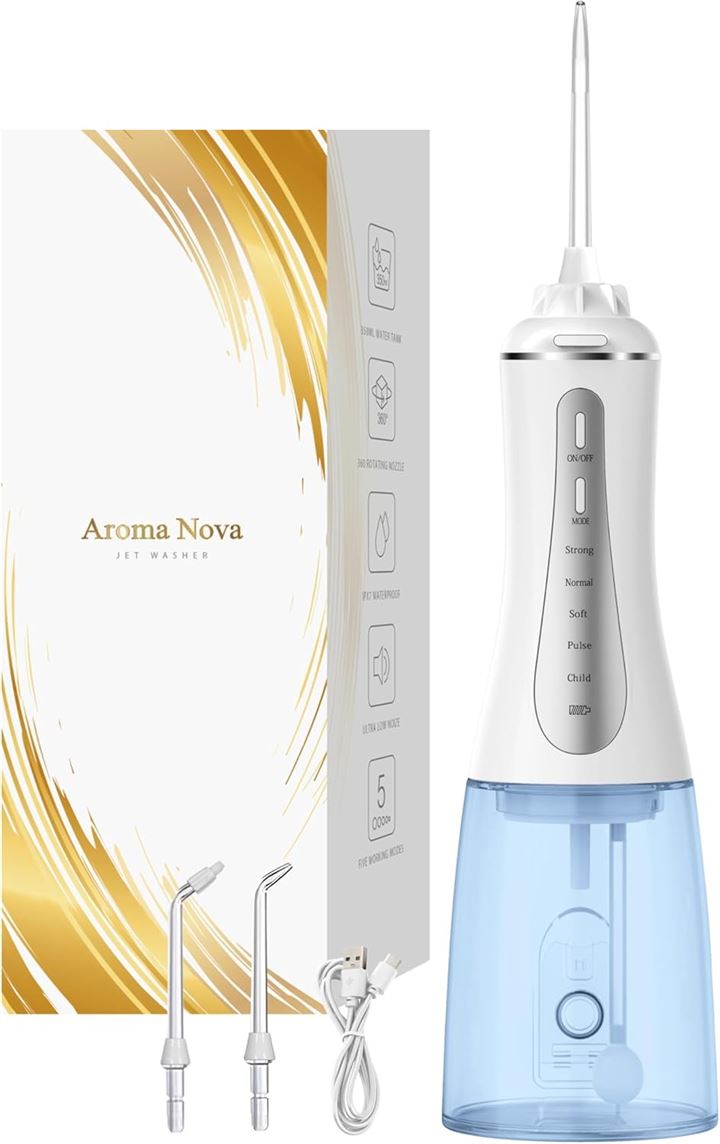 日本の歯科・医療の専門家5名監修 口腔洗浄器 ジェットウォッシャー IPX7防水 大容量(350ml 青)