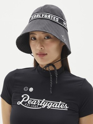 本物のPEARLY GATES GOLF レディース チェックロゴテープリボンボンネットハット