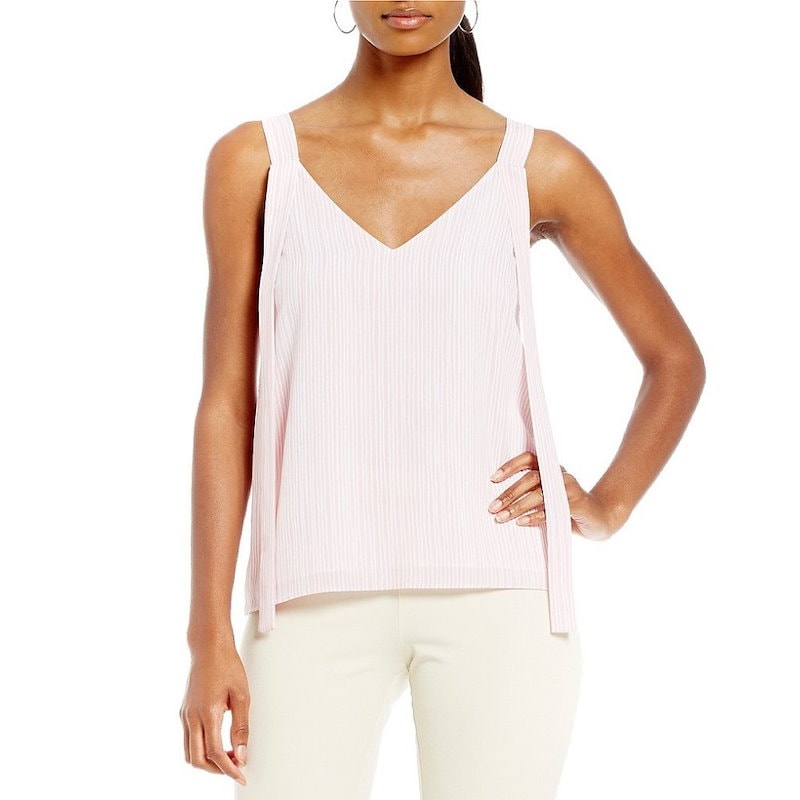 ホルストン ヘリテイジ レディース トップス ブラウス・シャツ【H Halston Sleeveless V-Neck Sash Blouse】Pink ホルストン ヘリテイジ レディース トップス ブラウス・シャツ【H Halston Sleeveless V-Neck Sash Blouse】Pink