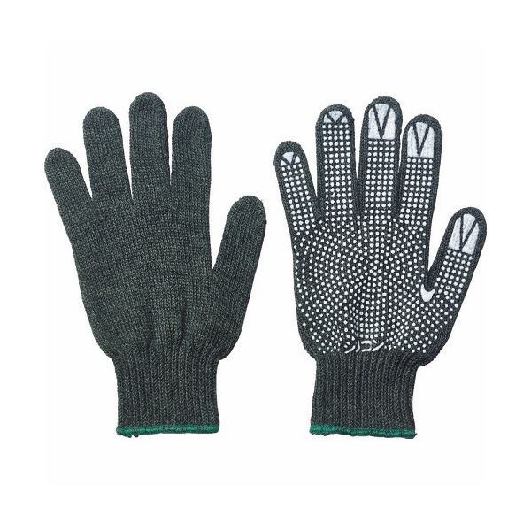 （まとめ）耐切創手袋 7ゲージ 耐炎繊維 アラミド混紡糸 すべり止め付 グリーン 1双[x5]