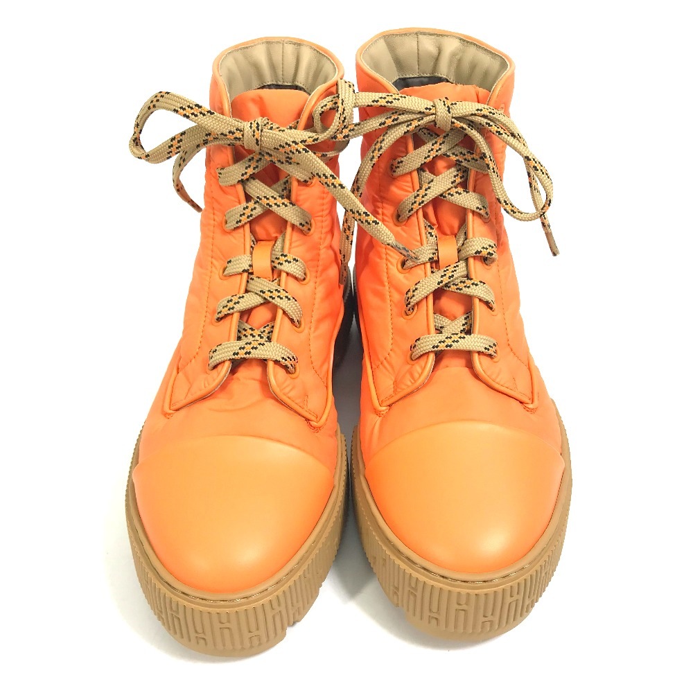 ブーツ ハイカット 編み上げ ロゴ ナイロン/レザー オレンジ