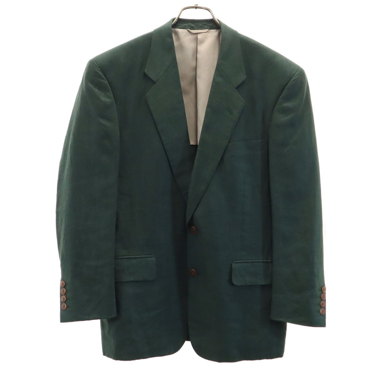 Christian Dior MONSIEUR クリスチャンディオール ムッシュ 90s リネン オールド テーラードジャケット A-4 深緑 メンズ 古着