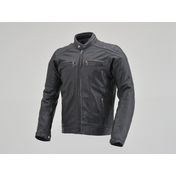 D23695 DL-006 カフェライダースジャケット Mサイズ(メンズ) ブラック バイク用 レザー ジャケット