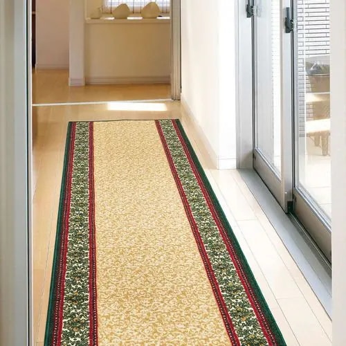 【メーカー直送品】萩原 廊下敷きプリントマット ナタリア 約67×440cm ベージュ