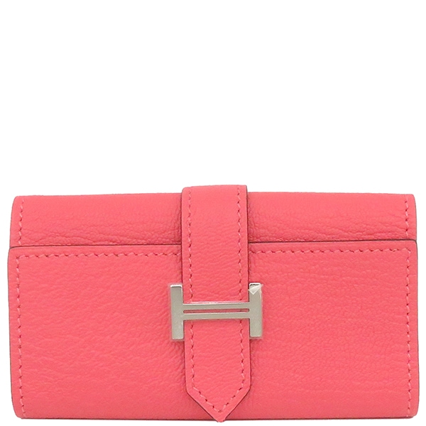 エルメス HERMES キーケース ベアン 4連キーケース シェーブル ローズアザレ シルバー金具 新品 未使用 D刻印 【箱】【中古】