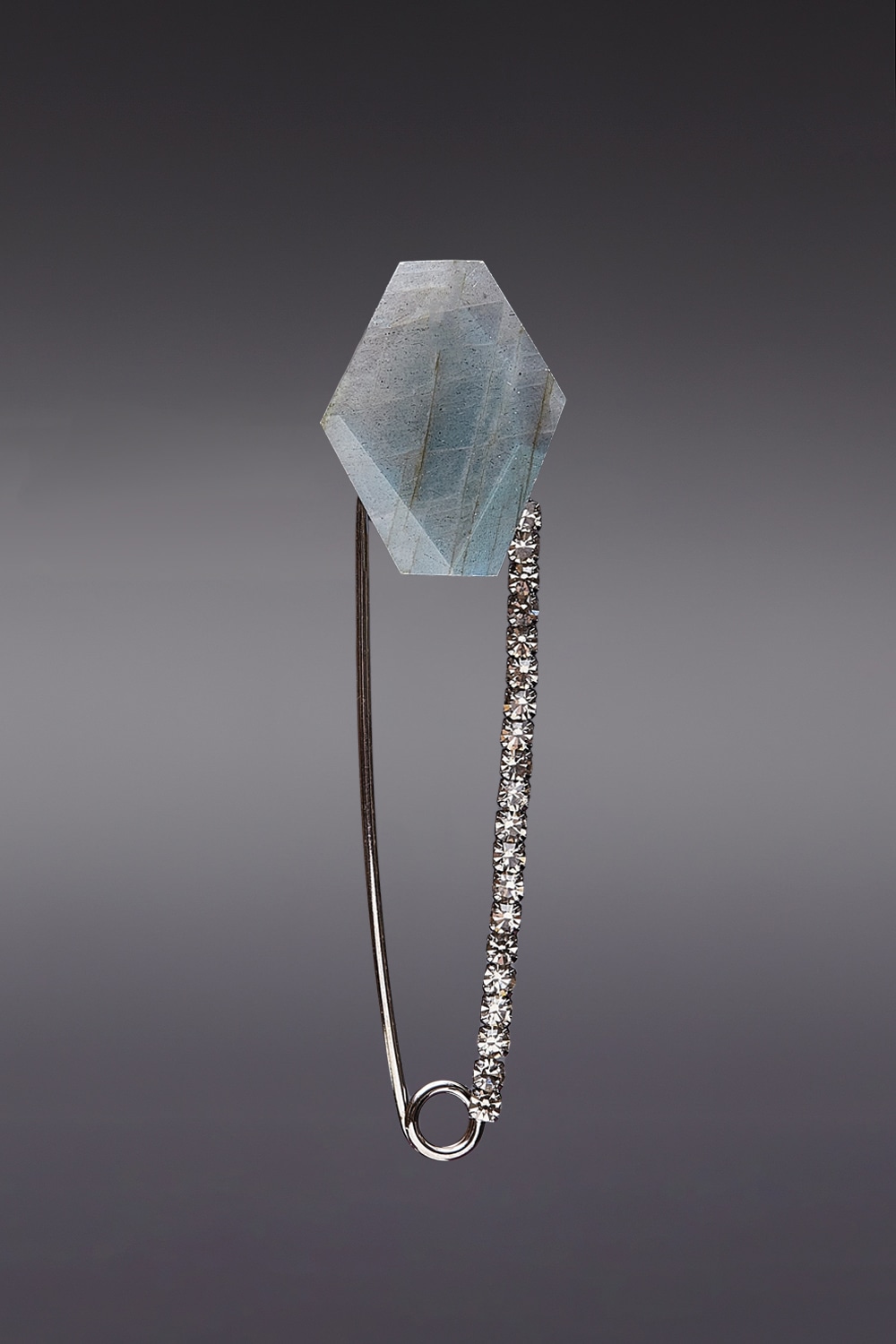 [HAZINA] Labradorite Jasper Safety Pin Brooch