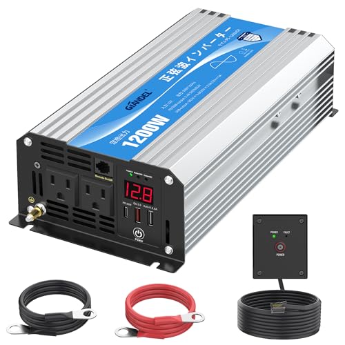 サイズ：12V 1200W インバーター インバーター 正弦波 1200W DC12VをAC100V