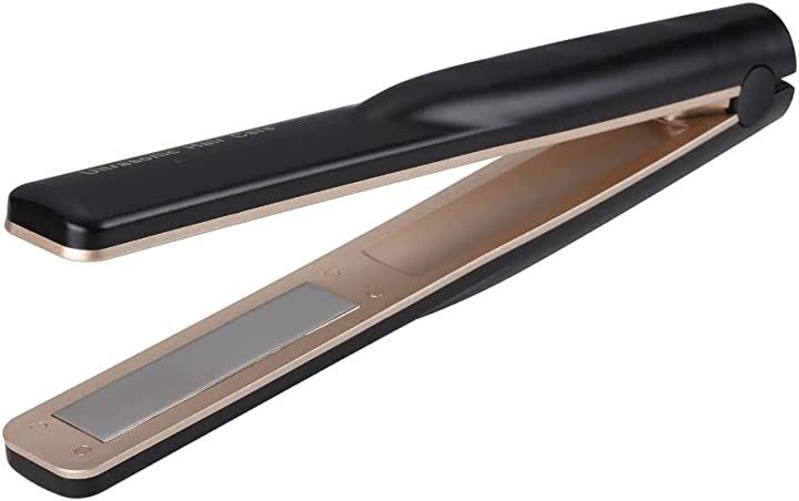 超音波 トリートメントアイロン ツヤ髪 ヘアダメージ補修 充電スタンド ヘアケア 1MHz 青色LED 浸透率アップ トリートメント導入器 プロ仕様 コードレス プレゼント(ゴールド)