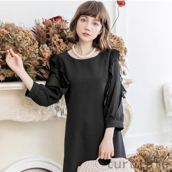 【在庫処分】期間限定ドレス結婚式レディースパーティーお呼ばれ半袖薄手フォーマルシンきれいめ大きい服膝下