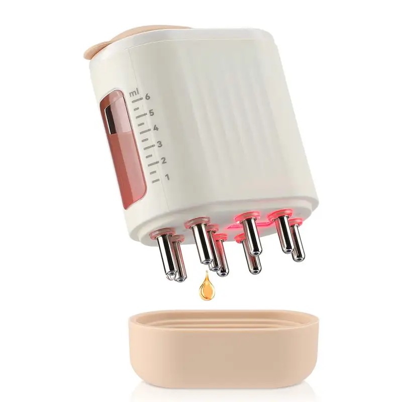 髪の成長ヘッドマッサージャー頭皮治療赤い光療法マイクロ電流リラクゼーションのためのエッセンシャルオイルアプリケーター付きマッサージコーム