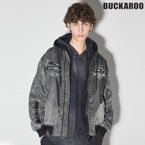 [驪州店] 男性ナイロンピグメントフード取り外し可能パディングジャンパー(B244JP370P)