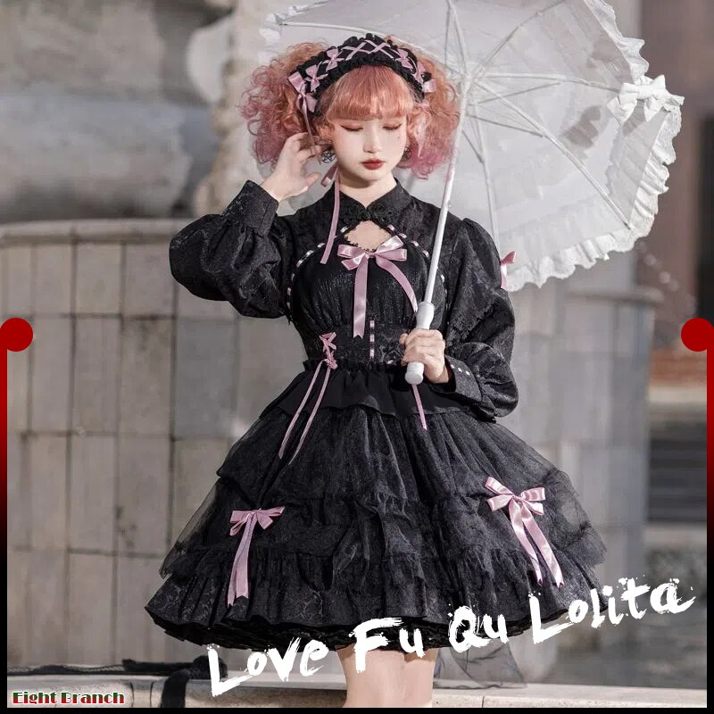 新作 復古 公主 宮廷風 オリジナルデザイン ロリータワンピース 二次元 ダークレトロリボン OP 長袖ワンピース ハロウィン 文化祭高腰 ロリータOP 長袖ワンピース ロリータスカート 6,800円