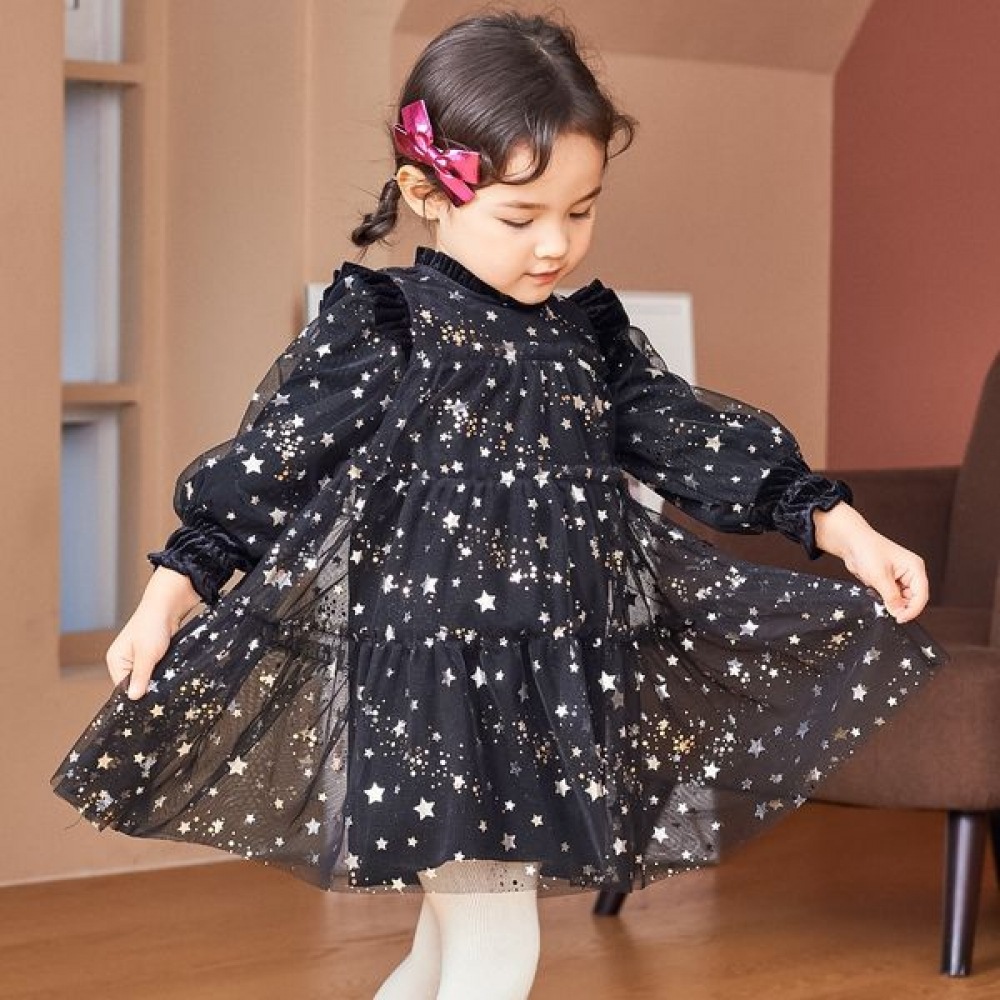 ゲスキッズ ブラックパールベルベットワンピース G39DAO040-T