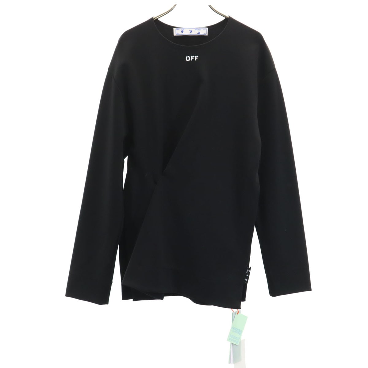 未使用 イタリア製 長袖 カットソー 38 ブラック JERSEY NAIL WRAP TOP トップス レディース 古着