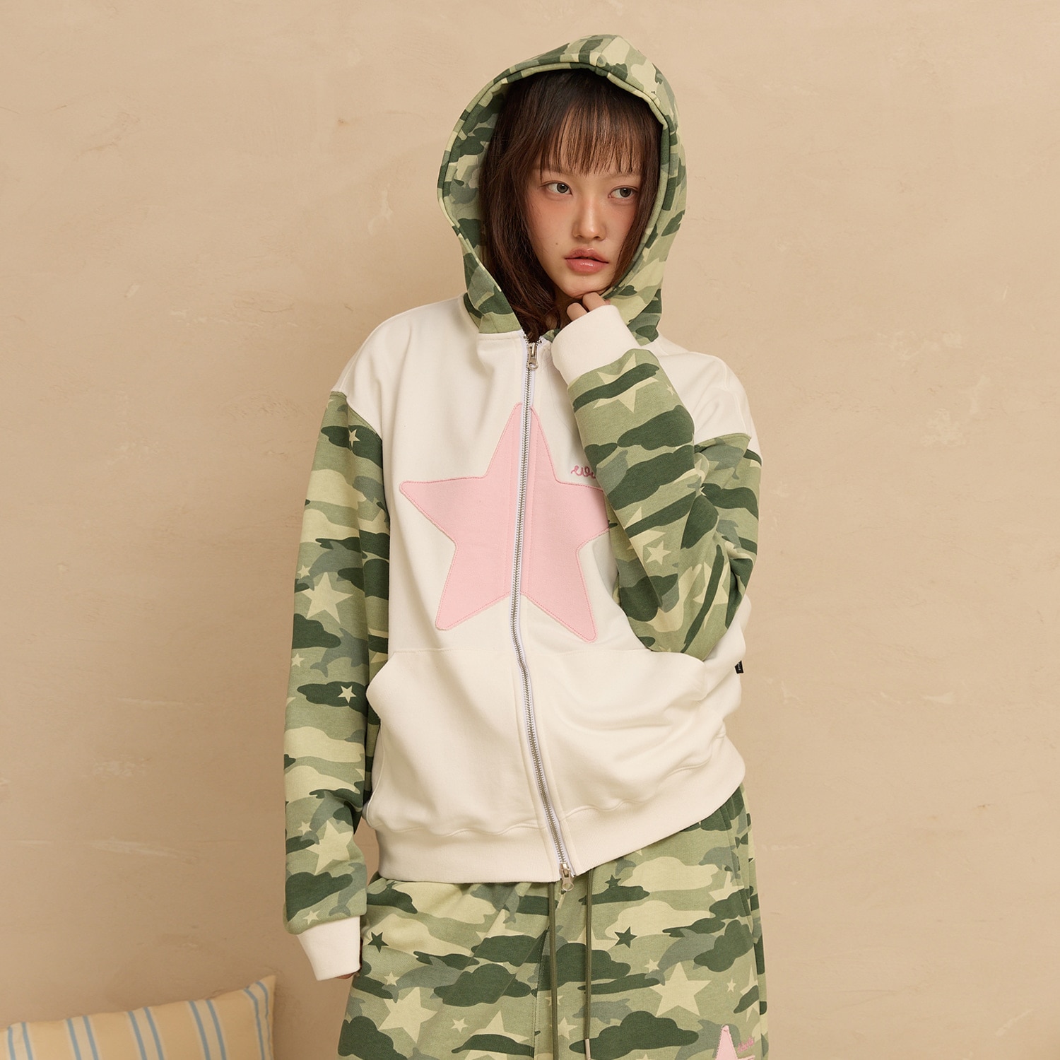 Big Star Applique Hood Zip Up CAMO