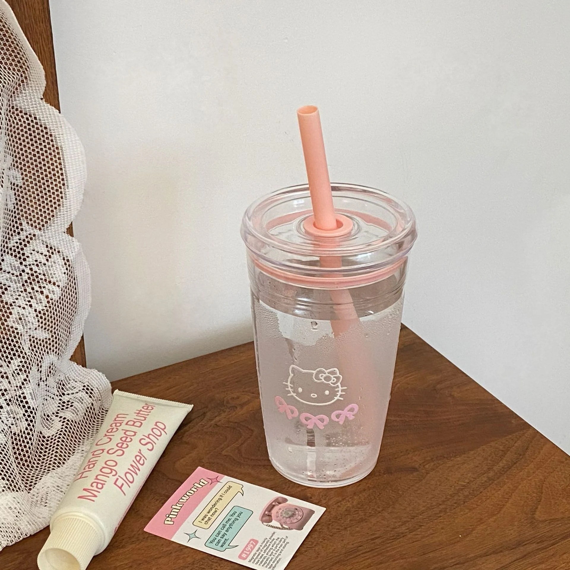 【20点セット】【送料無料】かわいい猫のストローカップ日少女の水杯ジュースカップ大容量デスクトップコーヒーカップ