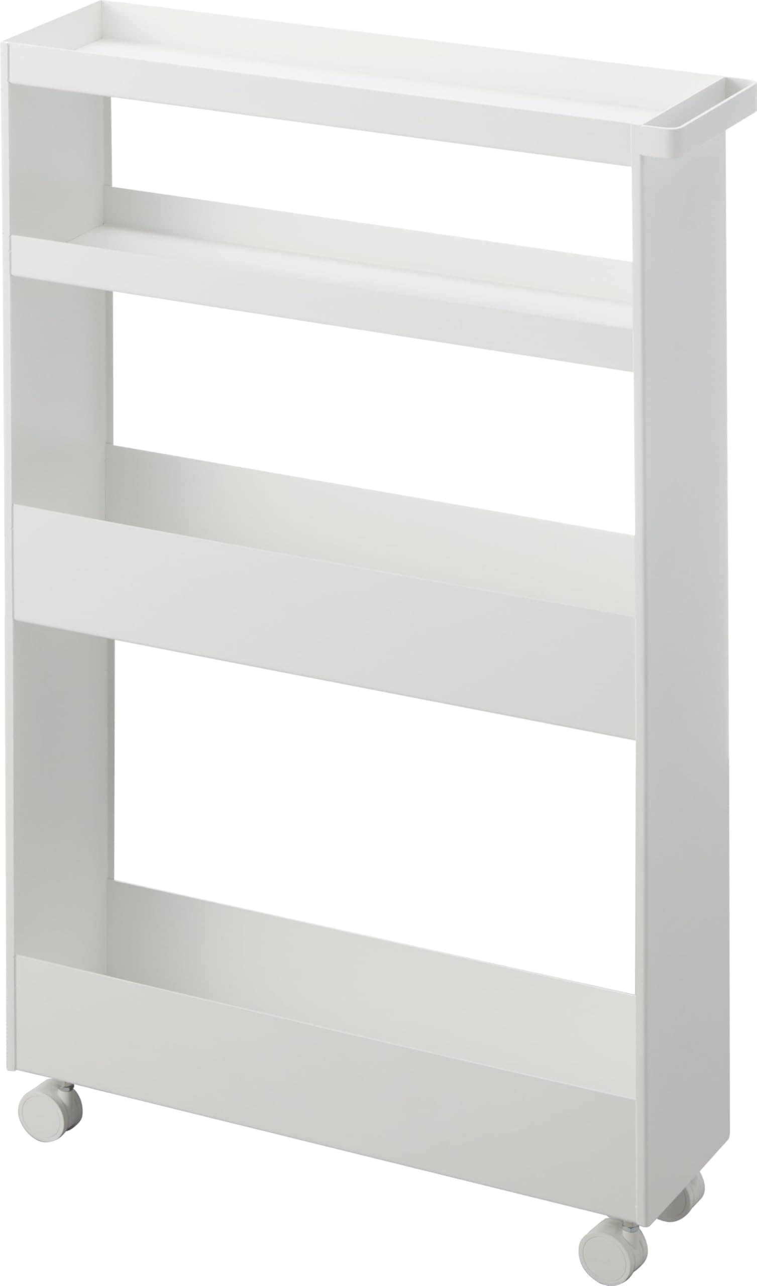 【完成品 キャスターのみ取り付け】 キャスター付き スリムワゴン 4段 ホワイト W13×D48×H80.5cm(キャスター含む) タワー tower スリムラック 隙間収納 1806