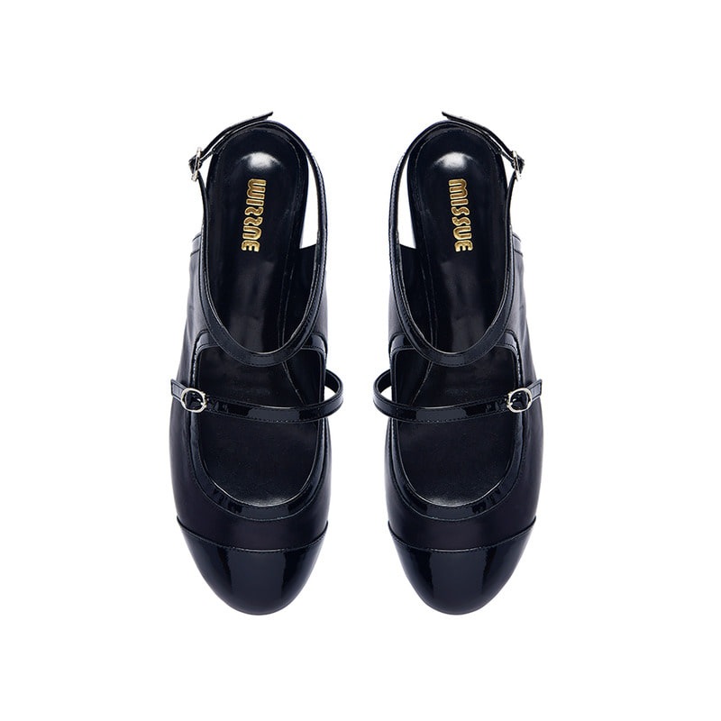 珍しいデザインに可愛さフラットシューズ[ブラック]