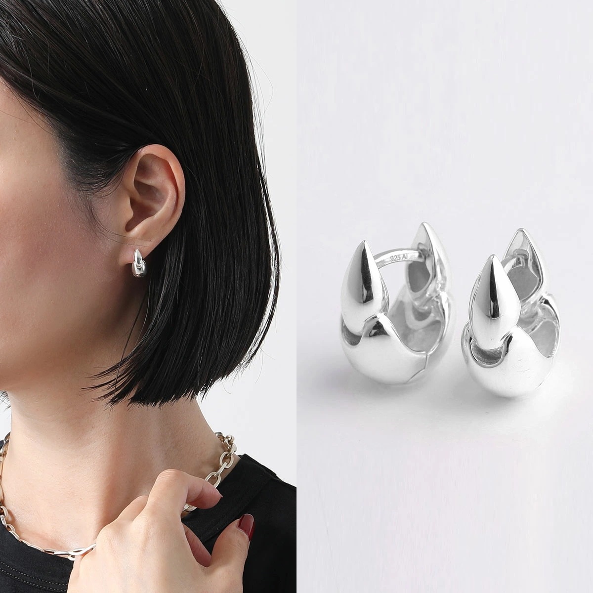 HYERES LOR] Heriter silver emblem earring S ピアス