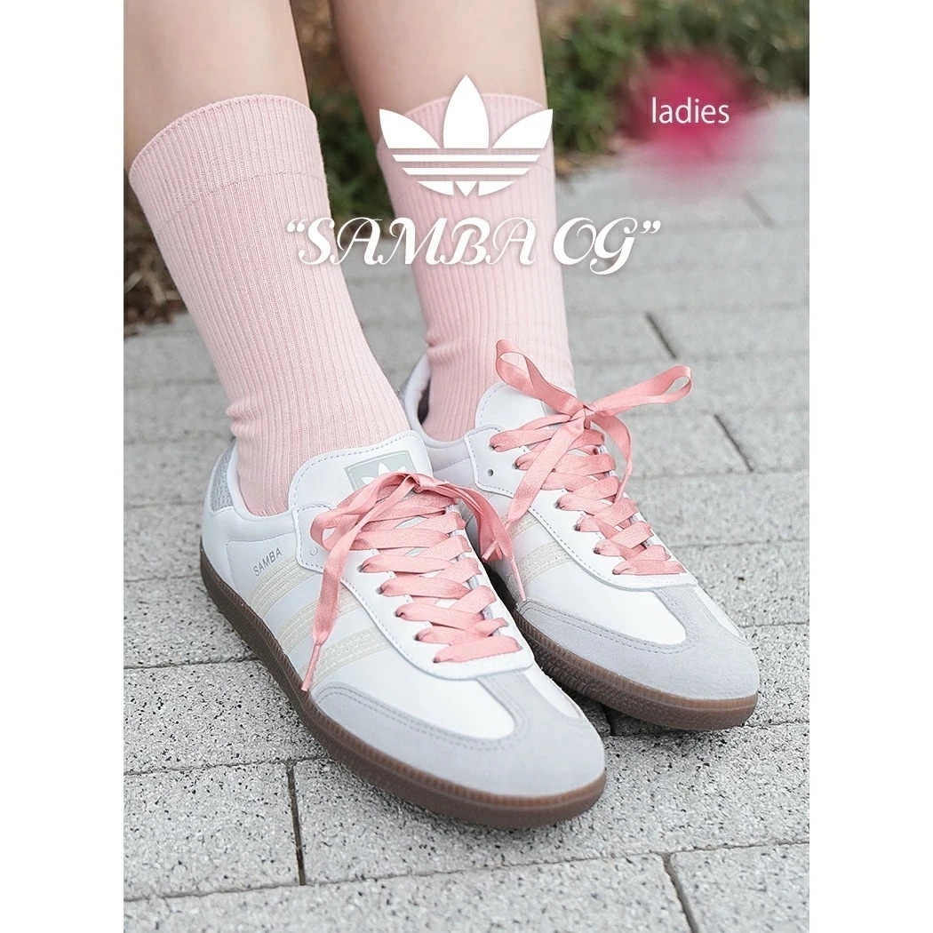 海外限定 adidas アディダス サンバ スニーカー SAMBA OG W WHITE PINK ( 日本未発売 白 ホワイト リボン レディース ウィメンズ JQ3506 )
