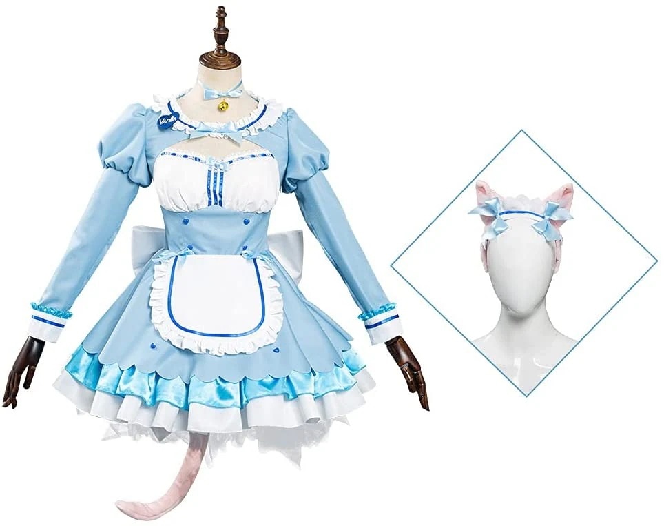 ネコ様メード服 バニラコスプレ Vanilla 猫耳カチューシャ 尻尾付き 全セッ 舞台装演出服