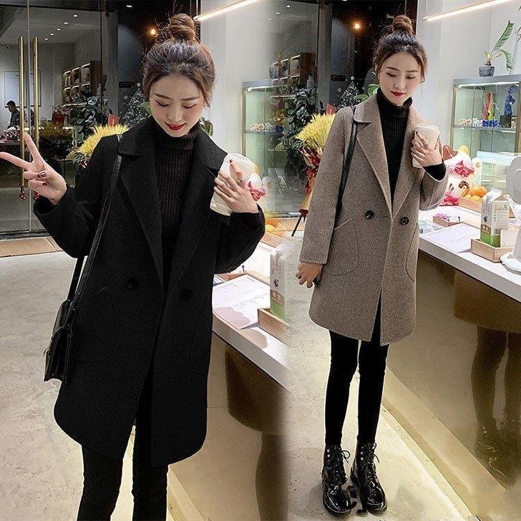 ラシャコートコートジャケットレデイース秋冬オシャレ韓国風らしゃきれいめ長袖コートロング丈コートカジュアルウエア上品着痩せ