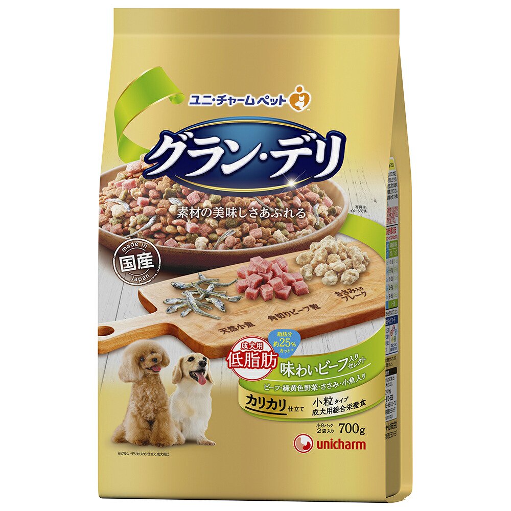 ドッグフード　カリカリ仕立て　成犬用　低脂肪　味わいビーフ入りセレクト　ー脂肪分約２５％カットー　７００ｇ（３５０ｇX２袋）X９　ＣＲＣ45―05―45―15―00