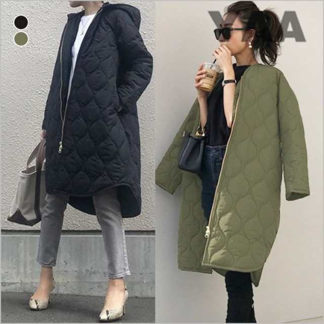 【高品質の製品】キルティングジャケット レディース 中綿ジャケット キルティングコート ロングコート 厚手 防寒 体型カパー 春 秋