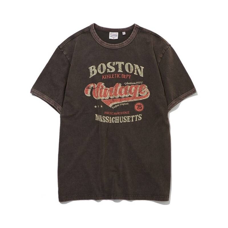 ペンフィールド PENFIELD ボストンレタリング ヴィンテージグラフィック リングガー半袖Tシャツ ブラウン FS2KT72U 481460
